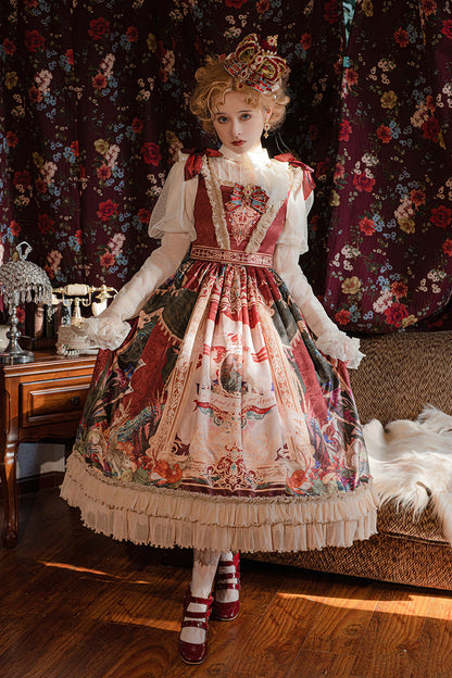 Lolita Jumper Skirt - Kaleidoscope Of Dreams, Red, Embroidered, Layered, Classic Style - main product image