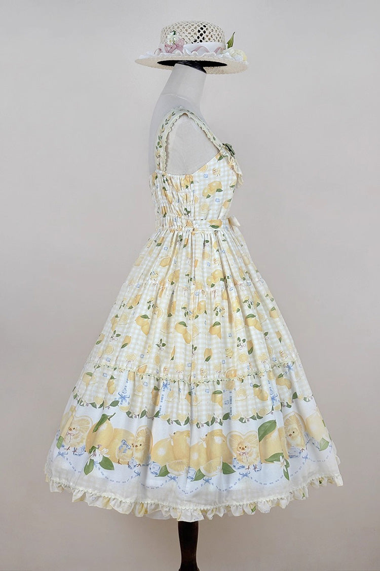 Lolita Jumper Skirt - Lemon Chicken, Yellow, Long Length, Ruffled, Printed - additional product view 7