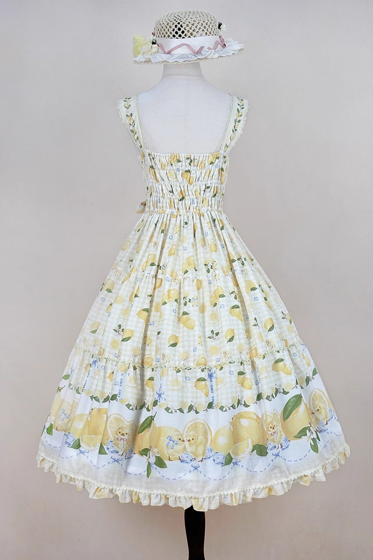 Lolita Jumper Skirt - Lemon Chicken, Yellow, Long Length, Ruffled, Printed - additional product view 8