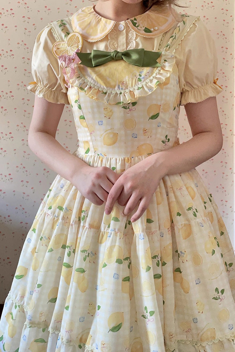 Lolita Jumper Skirt - Lemon Chicken, Yellow, Long Length, Ruffled, Printed - additional product view 13