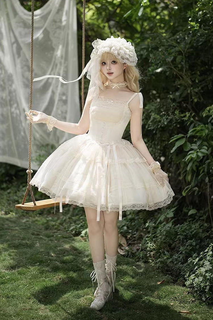 Lolita Jumper Skirt - Letters And Poems · Confession, Ivory, Square Collar, Long Length - additional product view 14