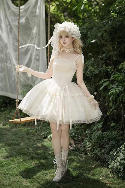 Lolita Jumper Skirt - Letters And Poems · Confession, Ivory, Square Collar, Long Length - additional product view 14
