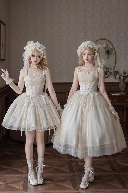 Lolita Jumper Skirt - Letters And Poems · Confession, Ivory, Square Collar, Long Length - main product image