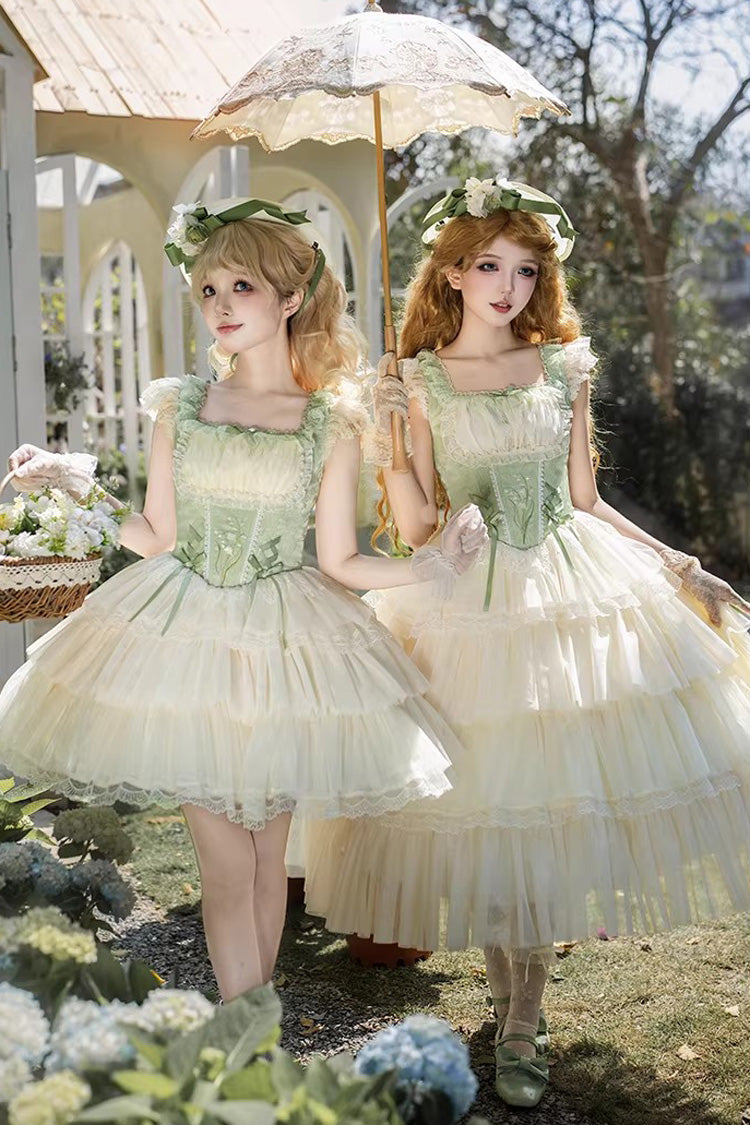 Lolita Jumper Skirt - Letters & Poems · Whisper Of, Green, Square Collar, Layered - additional product view 5