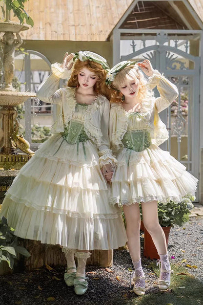 Lolita Jumper Skirt - Letters & Poems · Whisper Of, Green, Square Collar, Layered - additional product view 6