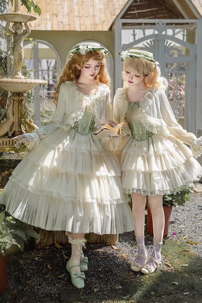 Lolita Jumper Skirt - Letters & Poems · Whisper Of, Green, Square Collar, Layered - additional product view 8