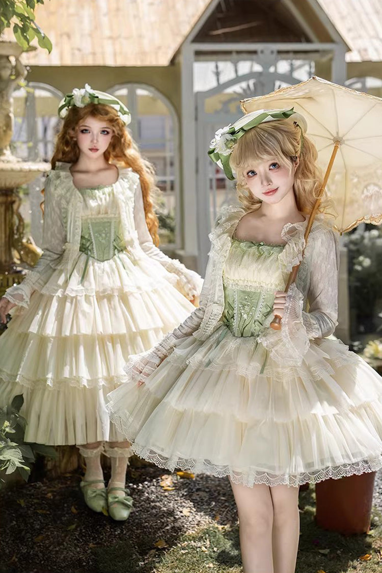 Lolita Jumper Skirt - Letters & Poems · Whisper Of, Green, Square Collar, Layered - additional product view 10