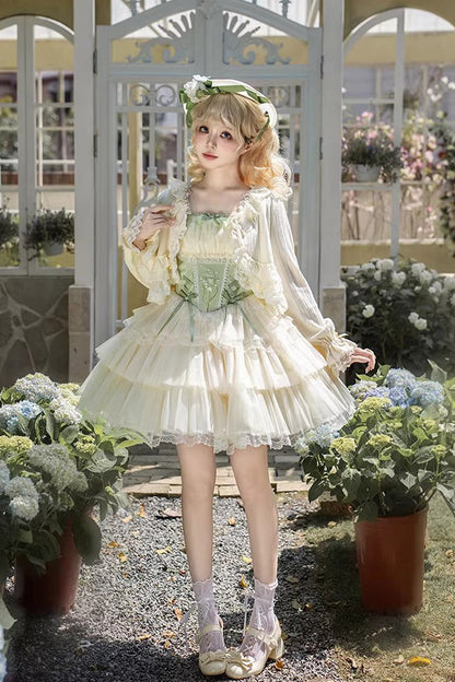 Lolita Jumper Skirt - Letters & Poems · Whisper Of, Green, Square Collar, Layered - additional product view 11