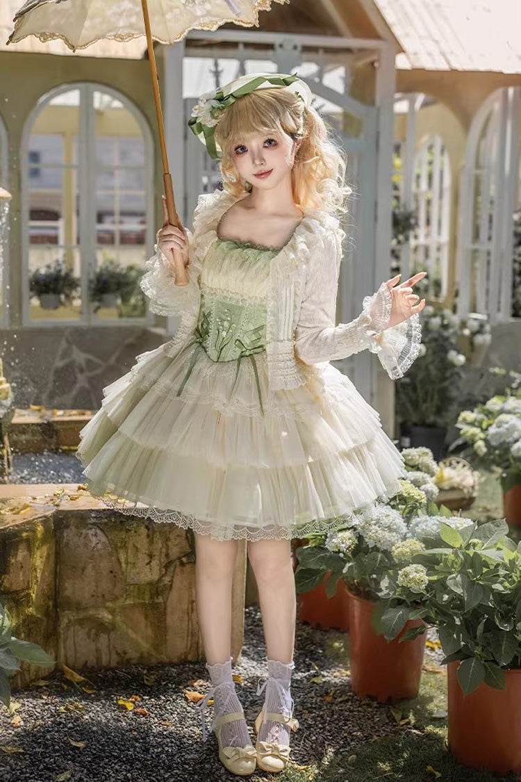 Lolita Jumper Skirt - Letters & Poems · Whisper Of, Green, Square Collar, Layered - additional product view 12
