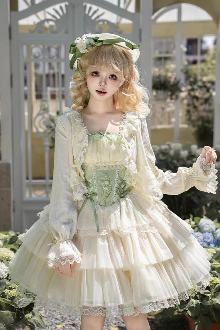 Lolita Jumper Skirt - Letters & Poems · Whisper Of, Green, Square Collar, Layered - additional product view 13