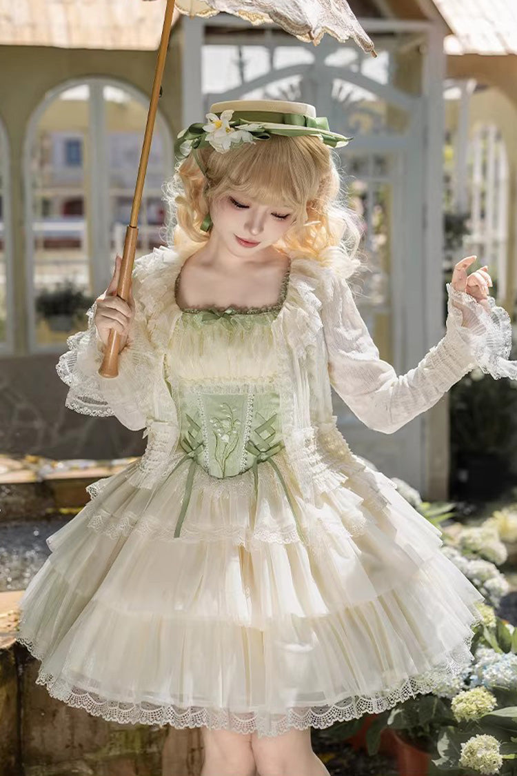 Lolita Jumper Skirt - Letters & Poems · Whisper Of, Green, Square Collar, Layered - additional product view 14
