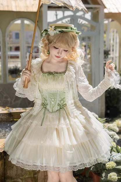 Lolita Jumper Skirt - Letters & Poems · Whisper Of, Green, Square Collar, Layered - additional product view 14