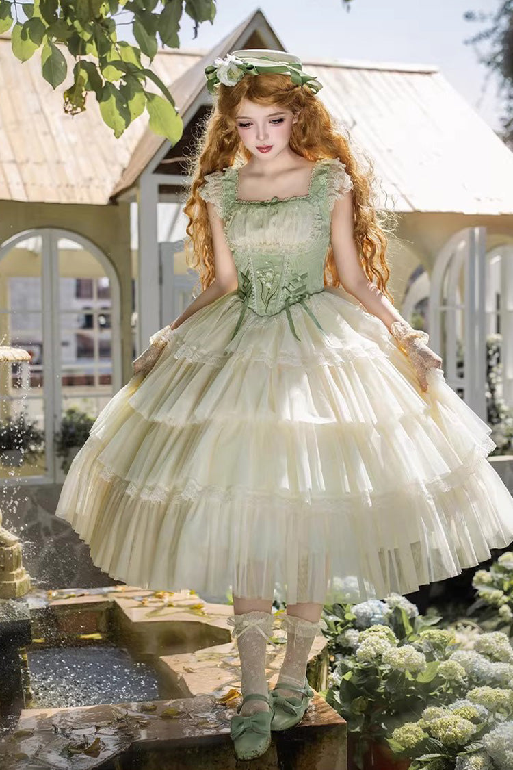 Lolita Jumper Skirt - Letters & Poems · Whisper Of, Green, Square Collar, Layered - additional product view 17