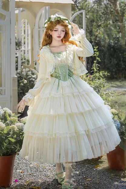Lolita Jumper Skirt - Letters & Poems · Whisper Of, Green, Square Collar, Layered - additional product view 18