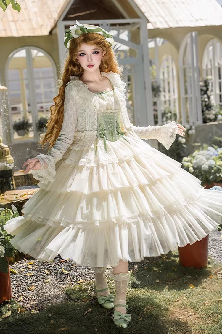 Lolita Jumper Skirt - Letters & Poems · Whisper Of, Green, Square Collar, Layered - additional product view 19