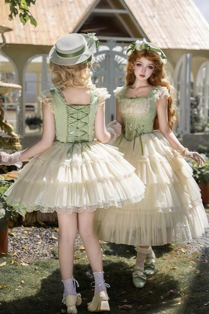 Lolita Jumper Skirt - Letters & Poems · Whisper Of, Green, Square Collar, Layered - additional product view 21