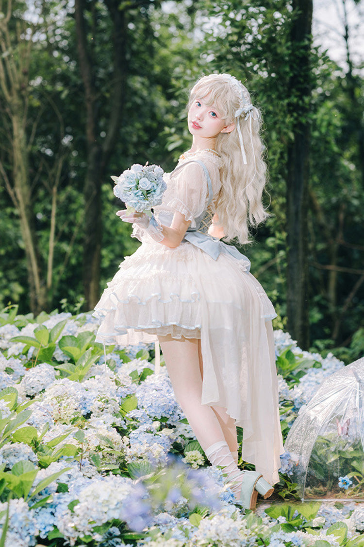 Lolita Jumper Skirt - Light Blue/ivory Dance Of Time, 2 Colors, Lace-Up, Sweet Style - additional product view 2