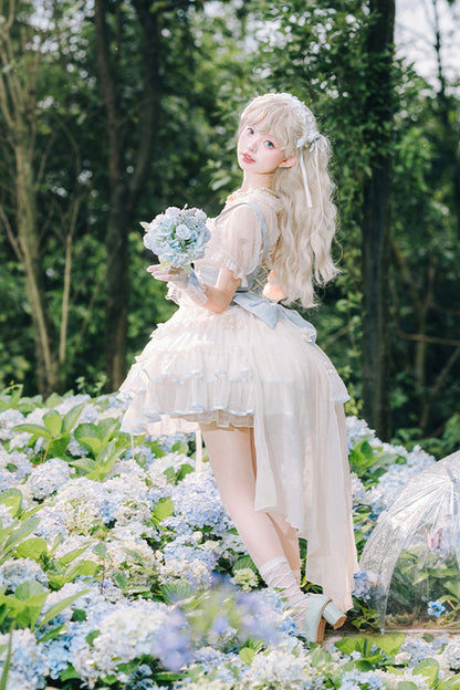 Lolita Jumper Skirt - Light Blue/ivory Dance Of Time, 2 Colors, Lace-Up, Sweet Style - additional product view 2