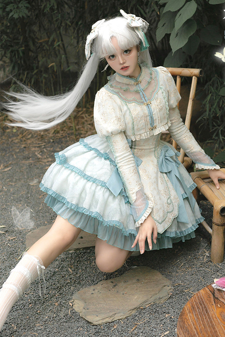 Lolita Jumper Skirt - Light Green Multi-layer, Green, Sweet Style, Chinese-Inspired Style - additional product view 2