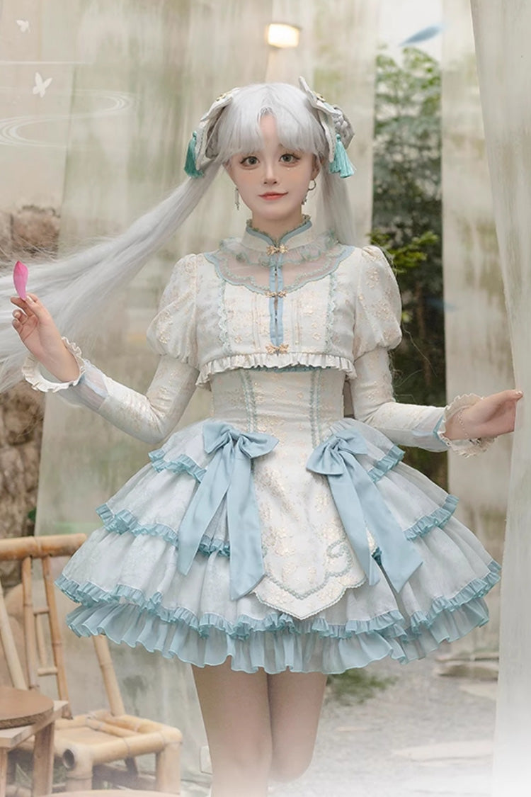 Lolita Jumper Skirt - Light Green Multi-layer, Green, Sweet Style, Chinese-Inspired Style - additional product view 4