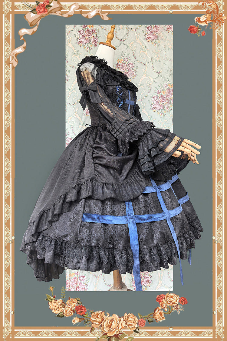 Lolita Jumper Skirt - Lilith’s Cage, 2 Colors, Lace-Up, Gothic Style, Bow Detail - additional product view 6