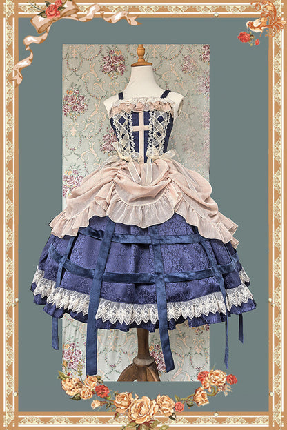 Lolita Jumper Skirt - Lilith’s Cage, 2 Colors, Lace-Up, Gothic Style, Bow Detail - additional product view 17