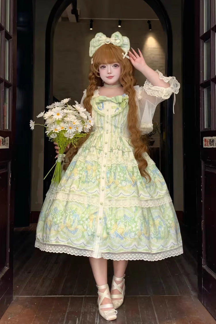 Lolita Jumper Skirt - Lily Of The Valley Perfume, 2 Colors, Plus Size, Lace Trim, Printed - additional product view 5