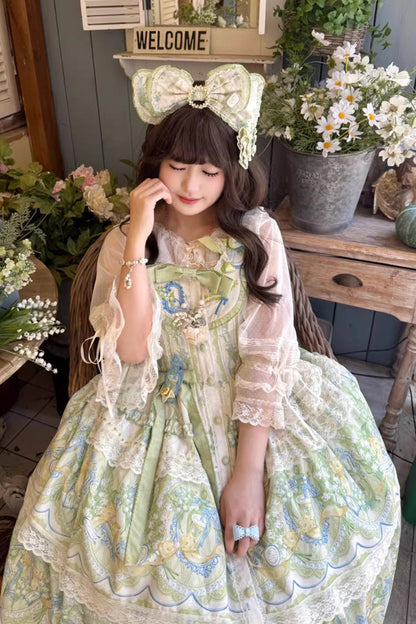 Lolita Jumper Skirt - Lily Of The Valley Perfume, 2 Colors, Plus Size, Lace Trim, Printed - additional product view 9