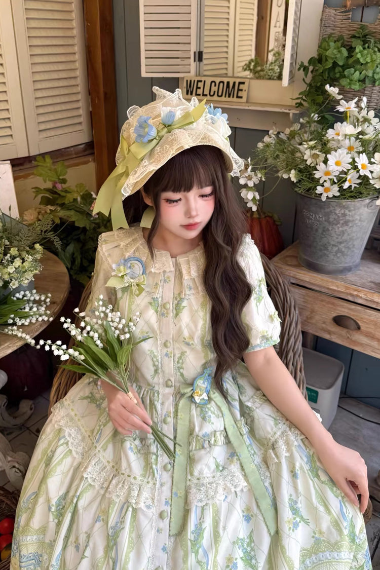 Lolita Jumper Skirt - Lily Of The Valley Perfume, 2 Colors, Plus Size, Lace Trim, Printed - additional product view 10