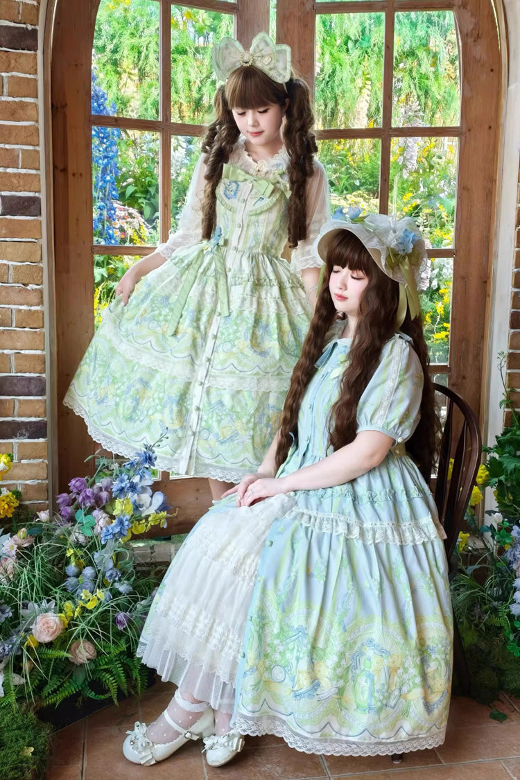 Lolita Jumper Skirt - Lily Of The Valley Perfume, 2 Colors, Plus Size, Lace Trim, Printed - additional product view 12