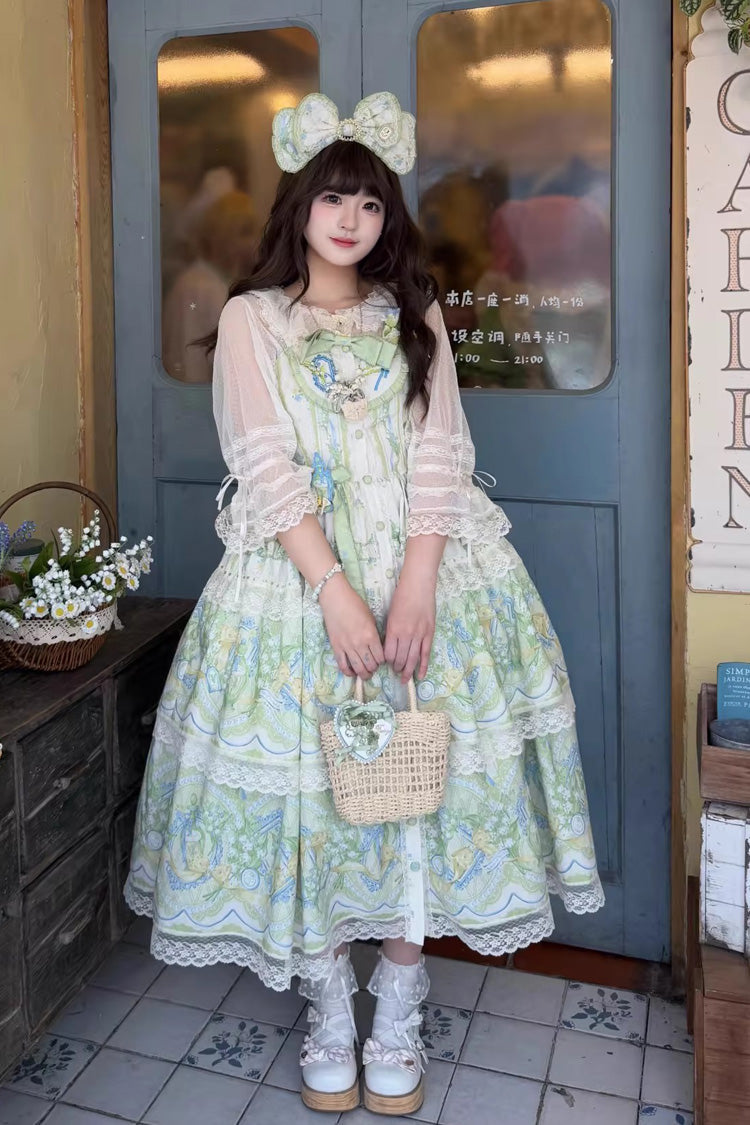 Lolita Jumper Skirt - Lily Of The Valley Perfume, 2 Colors, Plus Size, Lace Trim, Printed - additional product view 13
