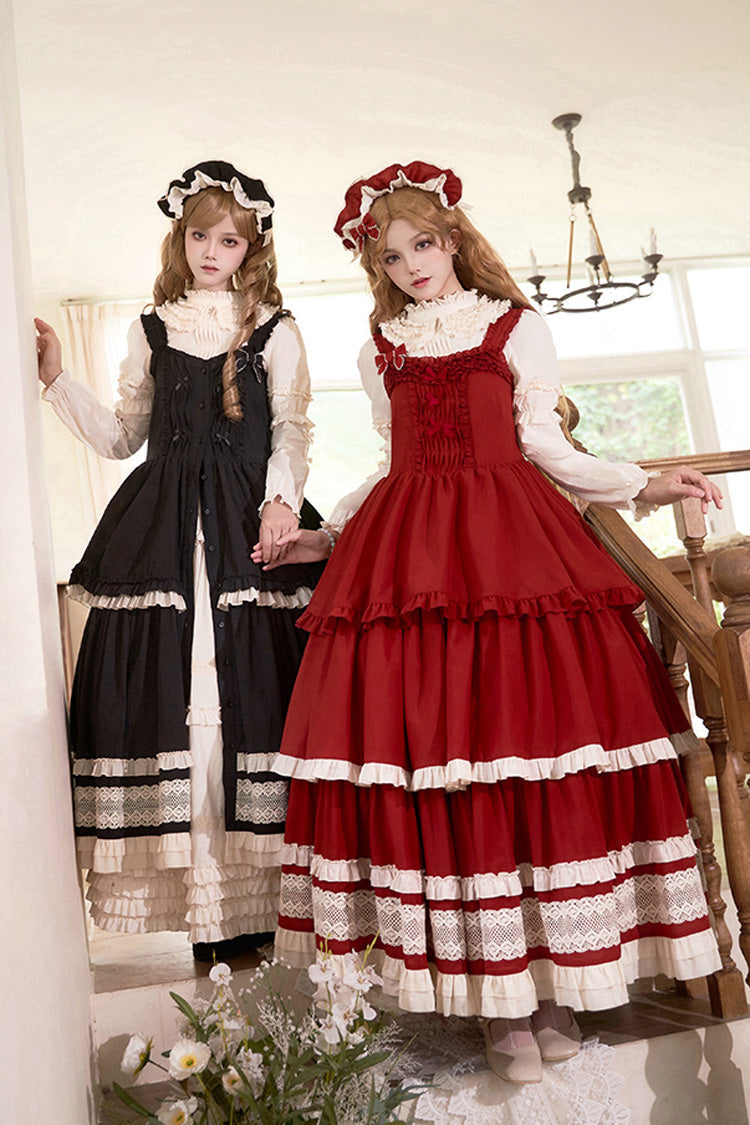 Lolita Jumper Skirt - Lily, Red, Ruffled, Layered, Classic Style - additional product view 4