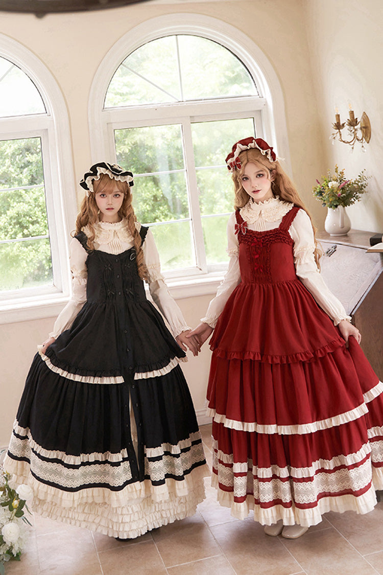 Lolita Jumper Skirt - Lily, Red, Ruffled, Layered, Classic Style - additional product view 5