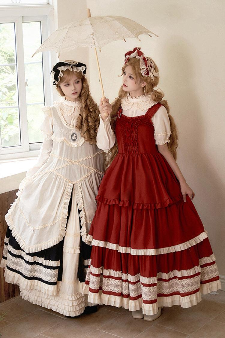 Lolita Jumper Skirt - Lily, Red, Ruffled, Layered, Classic Style - additional product view 7