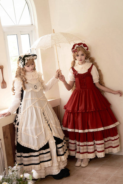 Lolita Jumper Skirt - Lily, Red, Ruffled, Layered, Classic Style - additional product view 8