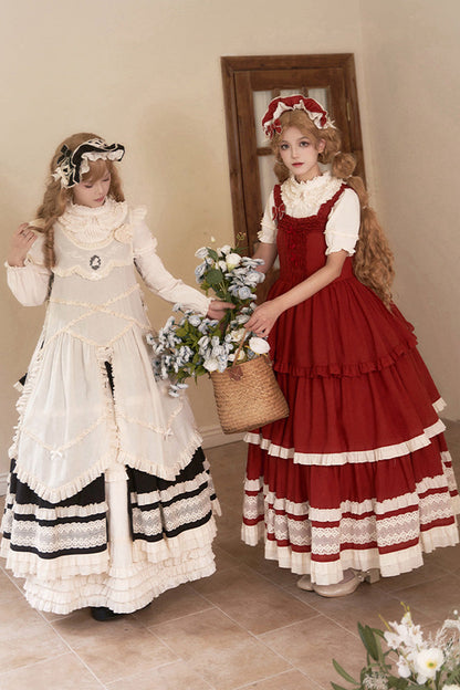 Lolita Jumper Skirt - Lily, Red, Ruffled, Layered, Classic Style - additional product view 9