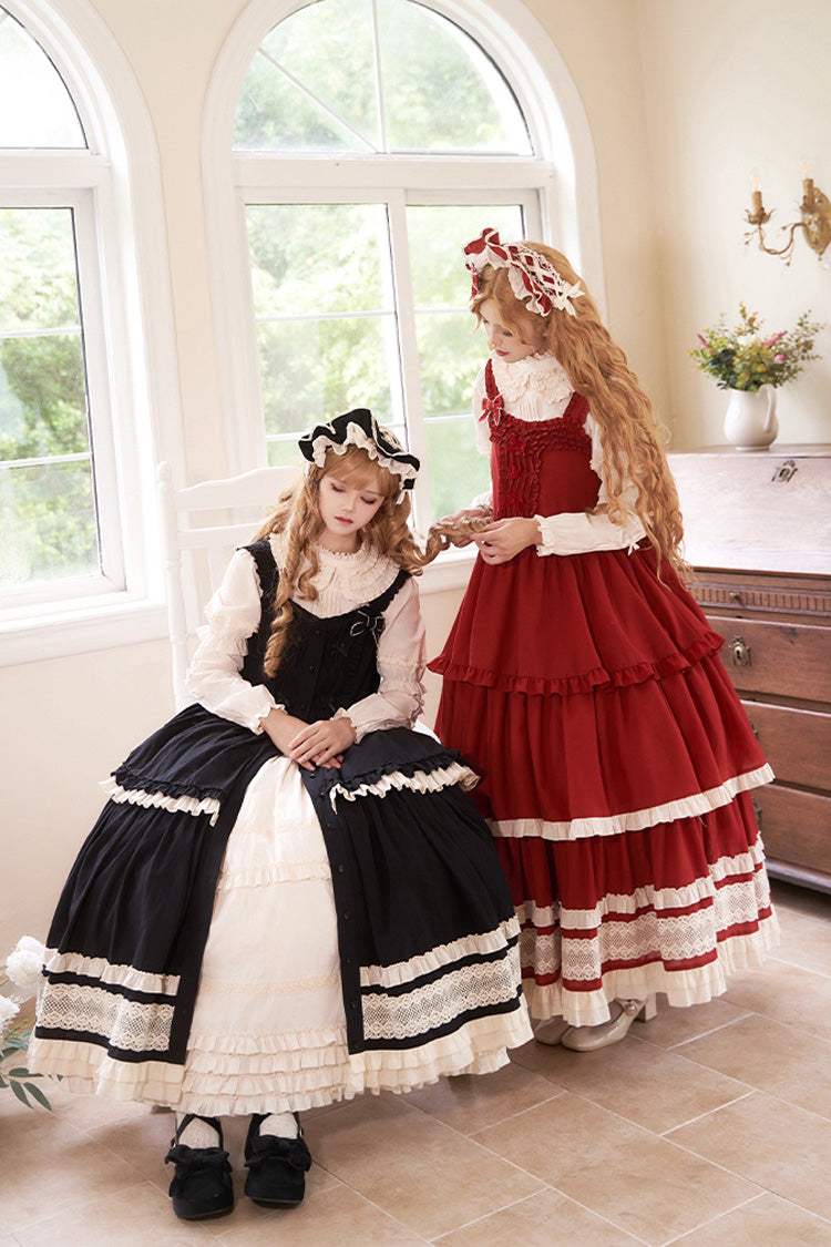 Lolita Jumper Skirt - Lily, Red, Ruffled, Layered, Classic Style - additional product view 11