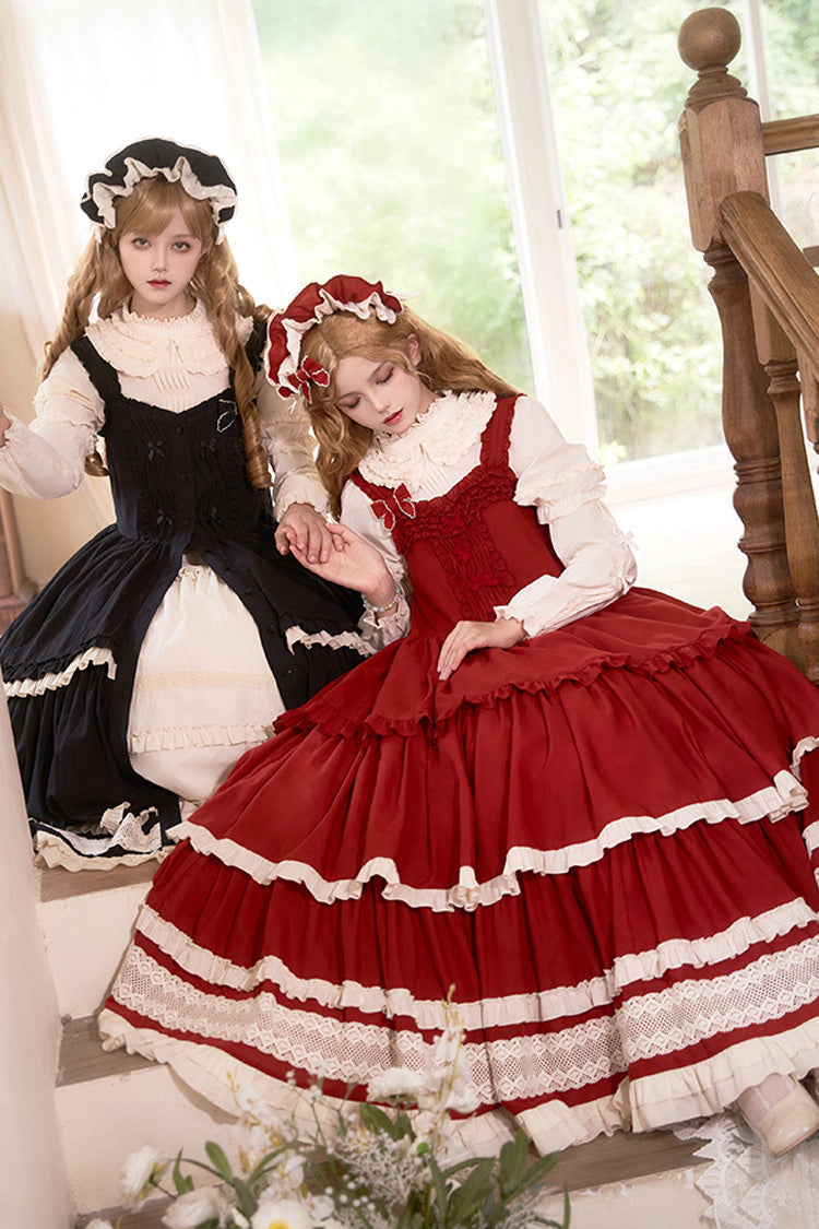 Lolita Jumper Skirt - Lily, Red, Ruffled, Layered, Classic Style - additional product view 16
