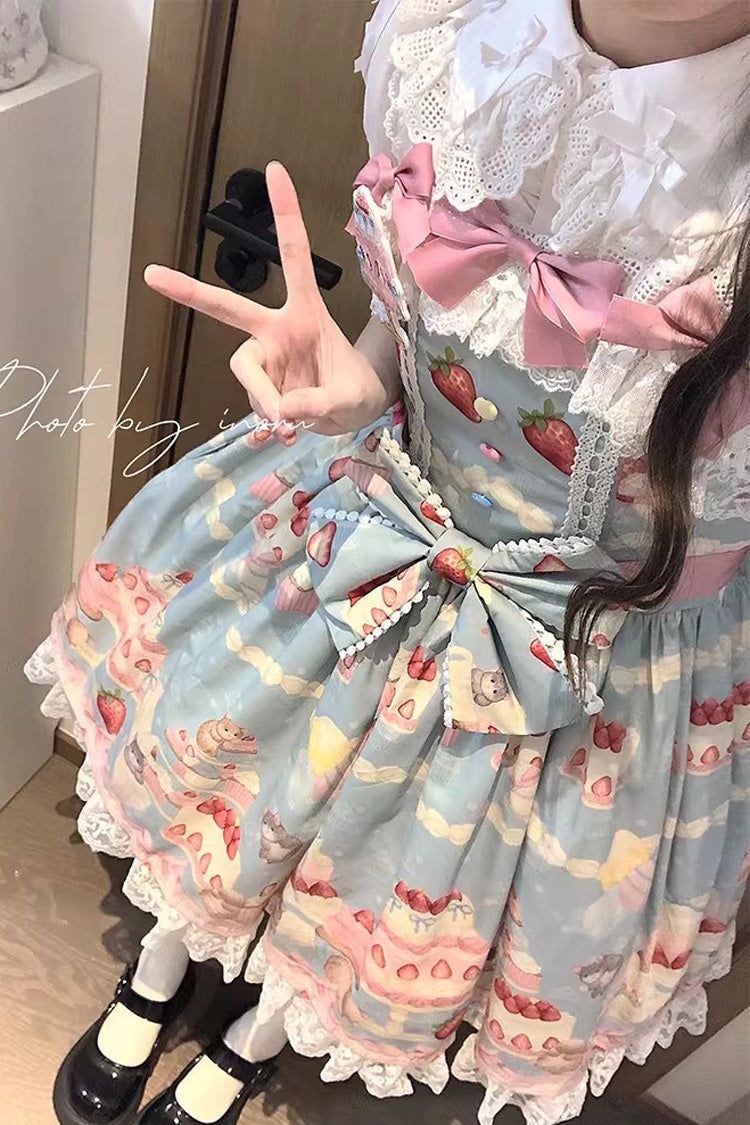 Lolita Jumper Skirt - Little Mouse Strawberry Cake, 3 Colors, Printed, Embroidered - additional product view 7