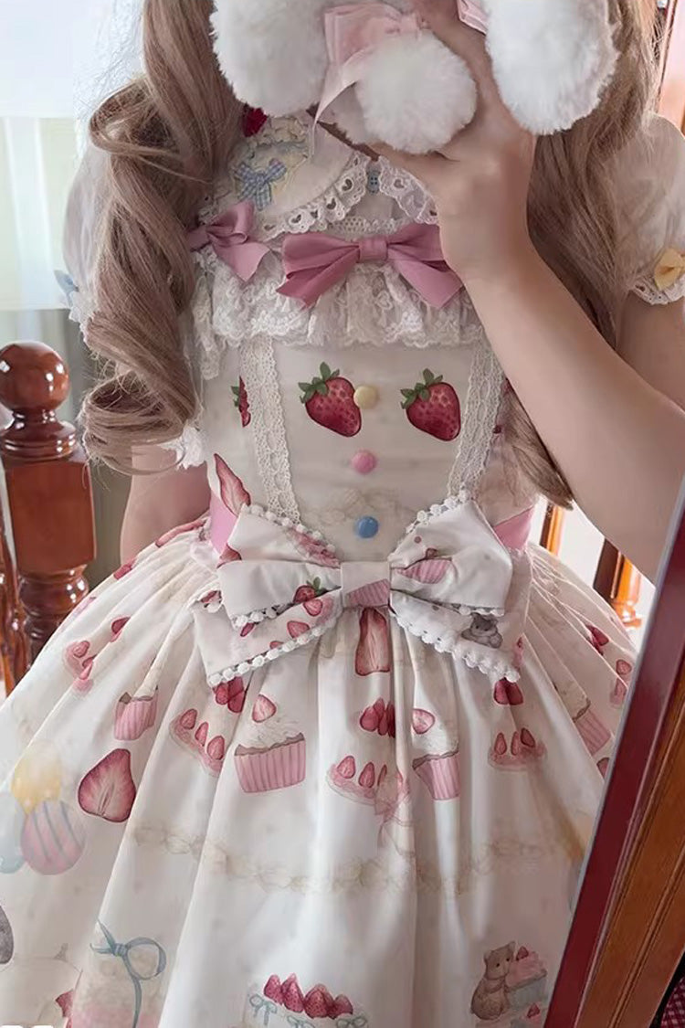 Lolita Jumper Skirt - Little Mouse Strawberry Cake, 3 Colors, Printed, Embroidered - additional product view 10