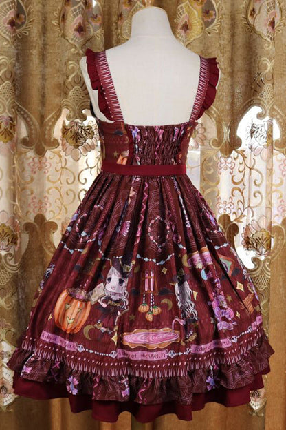 Lolita Jumper Skirt - Little Witch, Red, Sweet Style, Bow Detail, Ruffled - additional product view 4