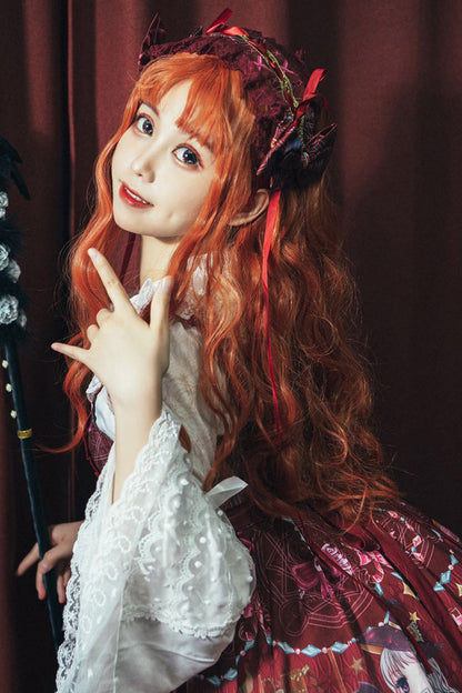Lolita Jumper Skirt - Little Witch, Red, Sweet Style, Bow Detail, Ruffled - additional product view 8