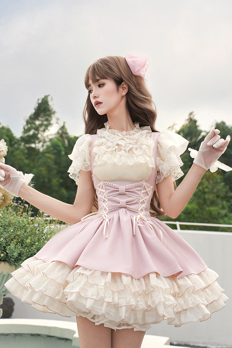Lolita Jumper Skirt - Love Diary, Pink, Layered, Lace-Up, Sweet Style - additional product view 2