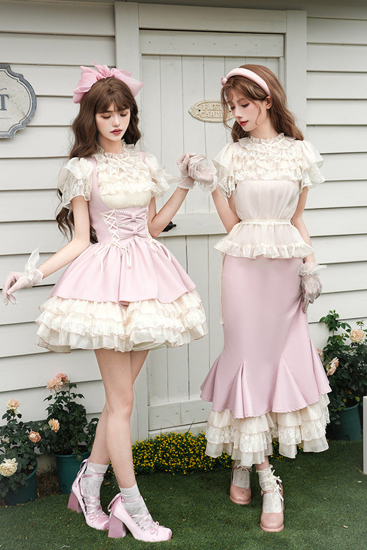 Lolita Jumper Skirt - Love Diary, Pink, Layered, Lace-Up, Sweet Style - additional product view 8