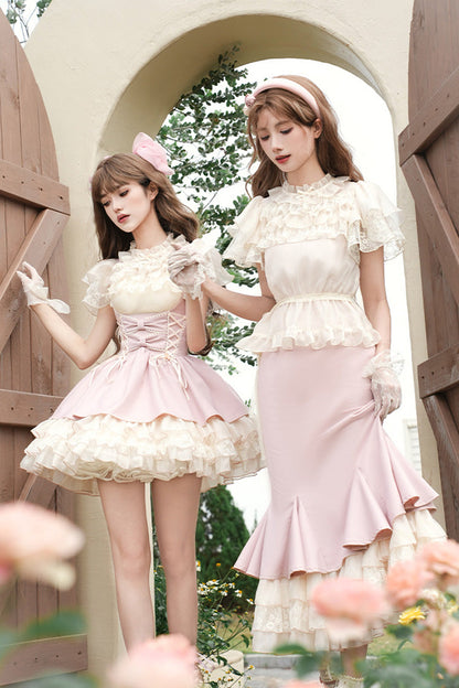 Lolita Jumper Skirt - Love Diary, Pink, Layered, Lace-Up, Sweet Style - additional product view 9