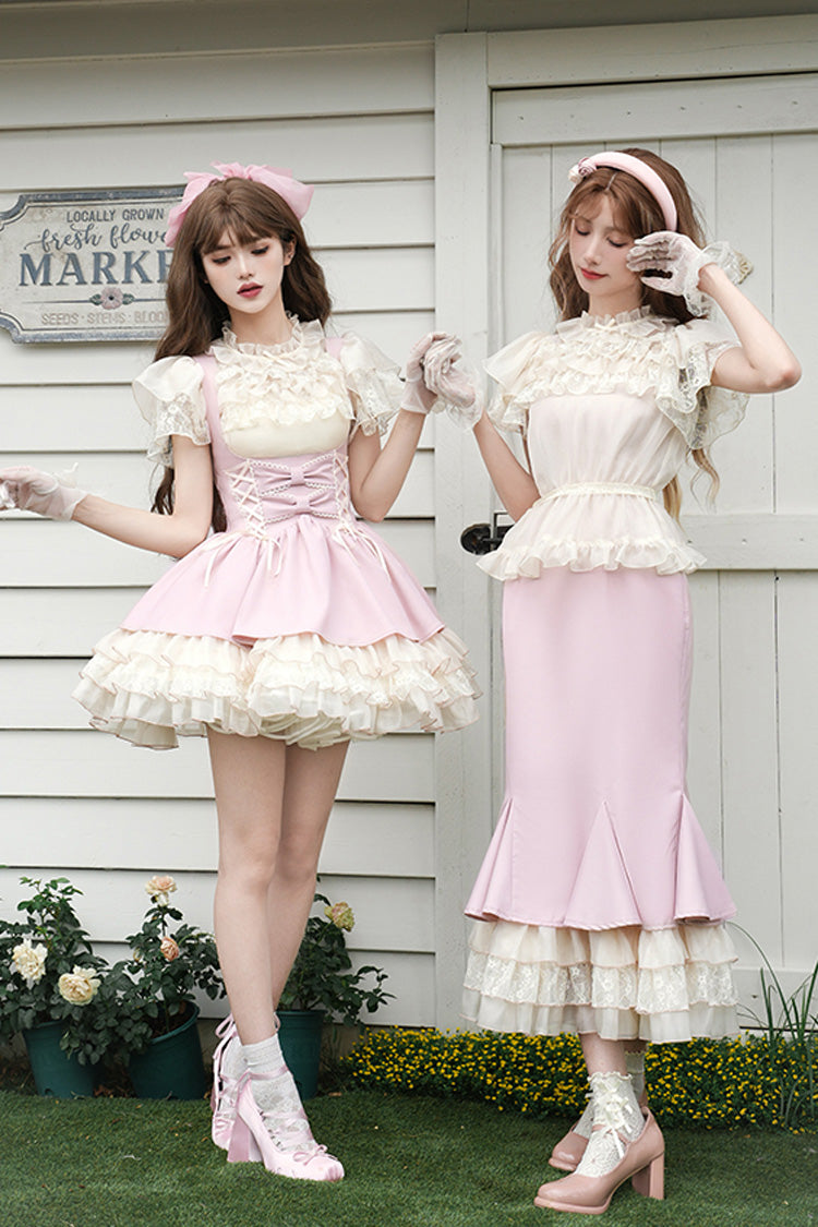 Lolita Jumper Skirt - Love Diary, Pink, Layered, Lace-Up, Sweet Style - additional product view 10