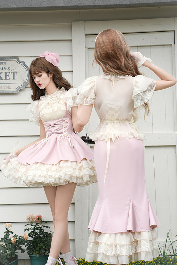 Lolita Jumper Skirt - Love Diary, Pink, Layered, Lace-Up, Sweet Style - additional product view 11
