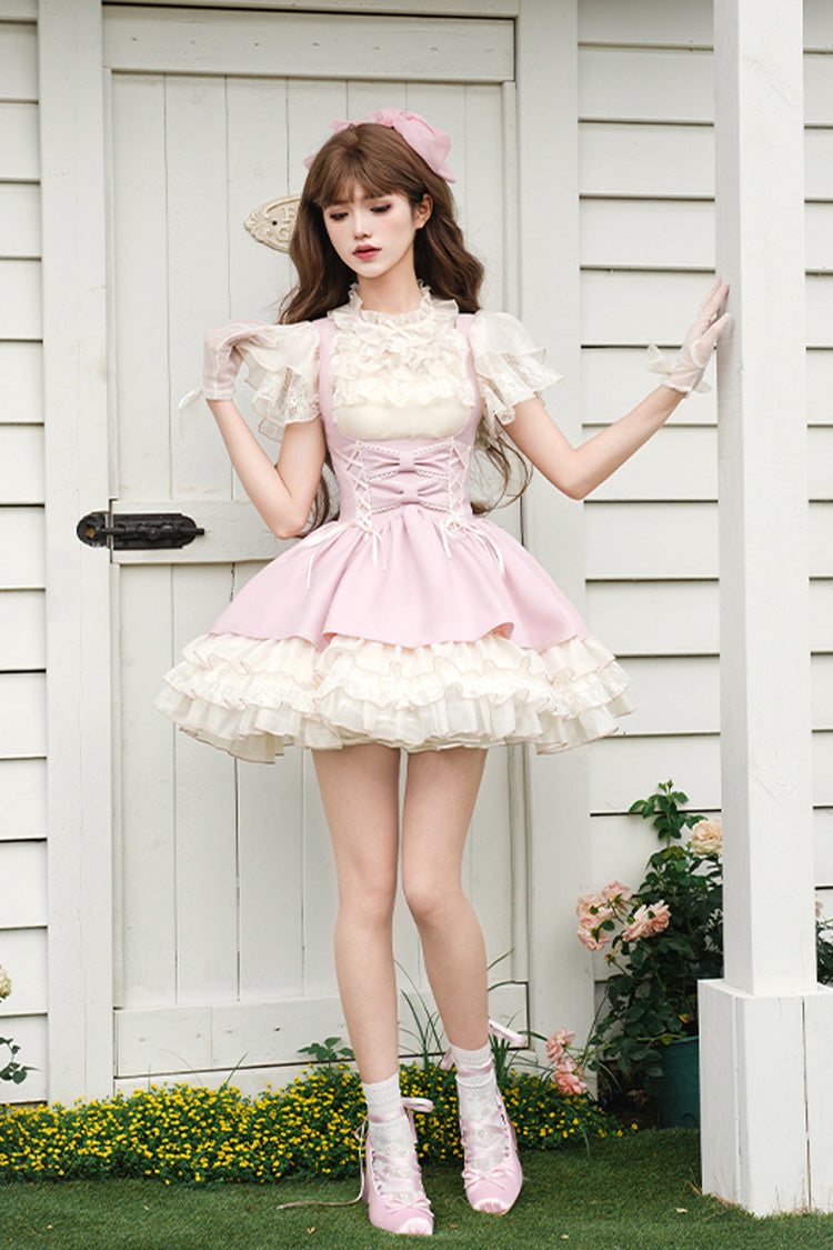 Lolita Jumper Skirt - Love Diary, Pink, Layered, Lace-Up, Sweet Style - main product image