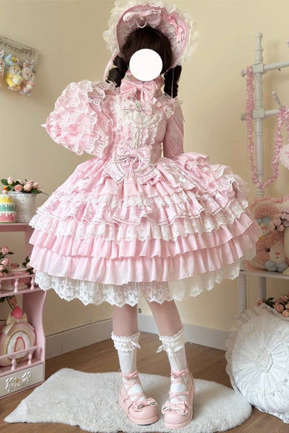Lolita Jumper Skirt - Love Feather, 4 Colors, Bow Detail, Lace Trim, Layered - additional product view 2