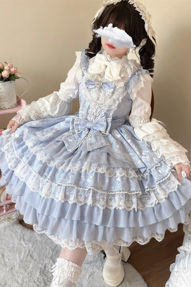 Lolita Jumper Skirt - Love Feather, 4 Colors, Bow Detail, Lace Trim, Layered - additional product view 4